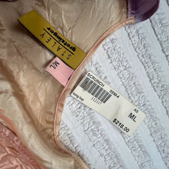 Staley Gretzinger Womens Colorblock Scrunch Asymmetric Long Top Sz M/L New $218 - Picture 3 of 8